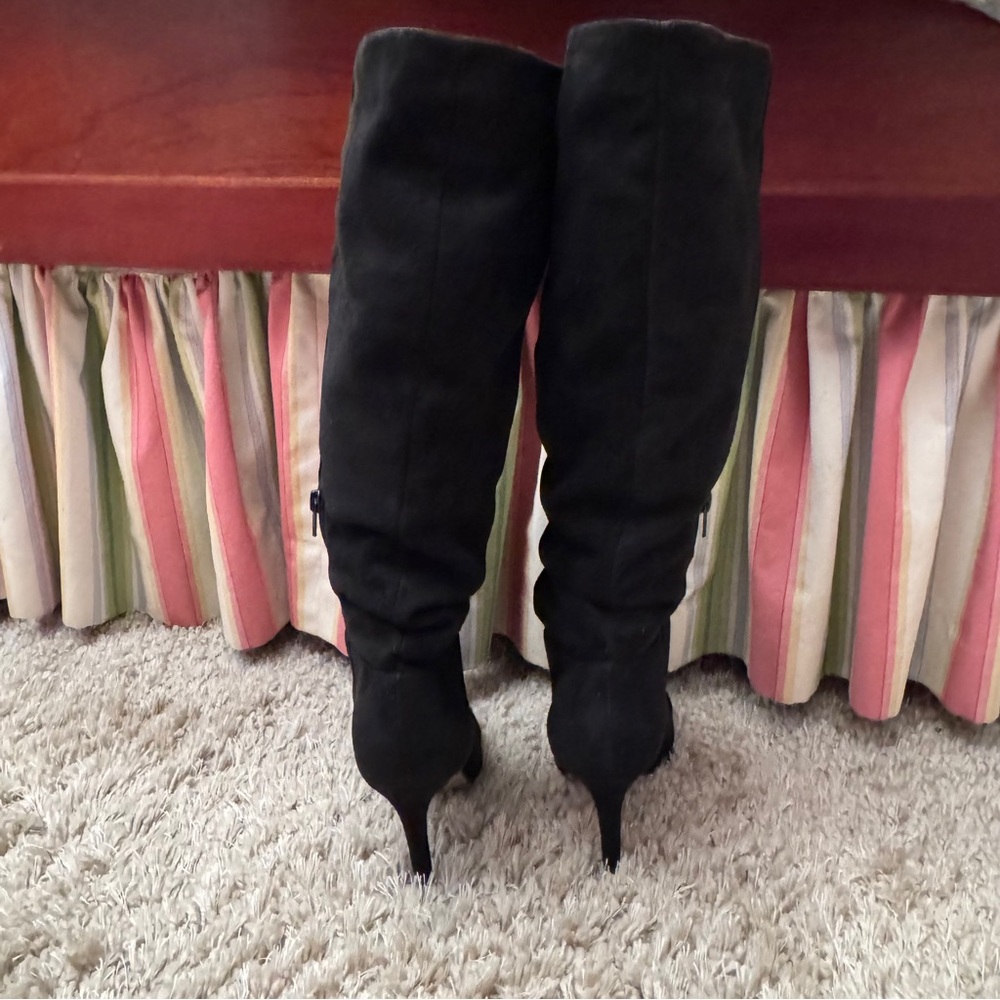 Jessica Simpson Black Suede Heeled Knee High Boots Size 9.5M - Picture 9 of 12